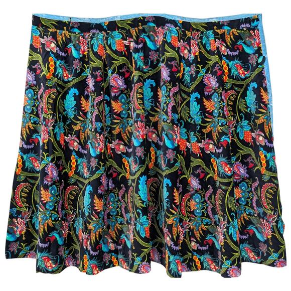 Vintage 70's SAKS FIFTH AVENUE Cotton Velvet Wrap Skirt Psychedelic Asian Floral - Picture 2 of 12